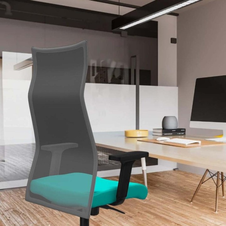 Albacete malla sincro malla negra similpiel marrón brazos 2D base nailon ruedas 65 mm nailon