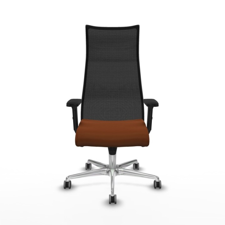 Albacete malla sincro malla negra similpiel marrón brazos 2D base aluminio ruedas 65mm engomadas