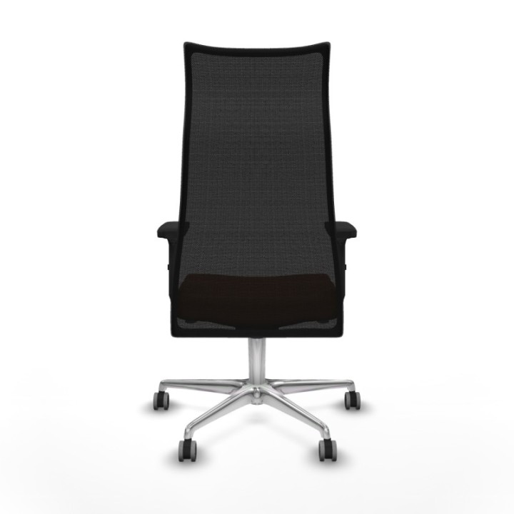 Albacete malla sincro malla negra similpiel marrón brazos 2D base aluminio ruedas 65mm engomadas