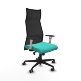 Albacete malla sincro malla negra similpiel turquesa brazos blancos base nailon ruedas 65mm engomadas