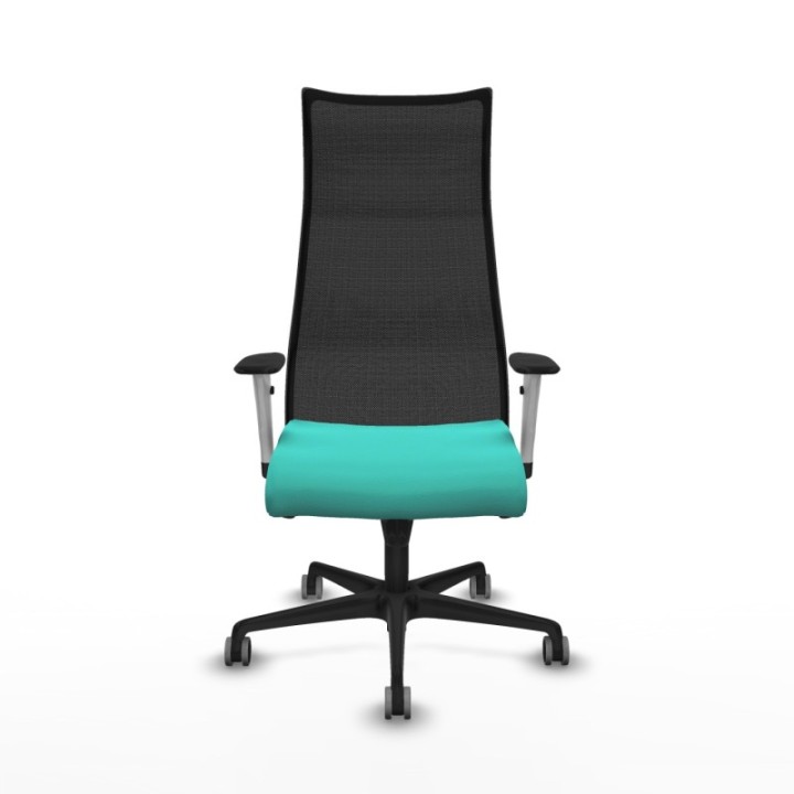 Albacete malla sincro malla negra similpiel turquesa brazos blancos base nailon ruedas 65mm engomadas