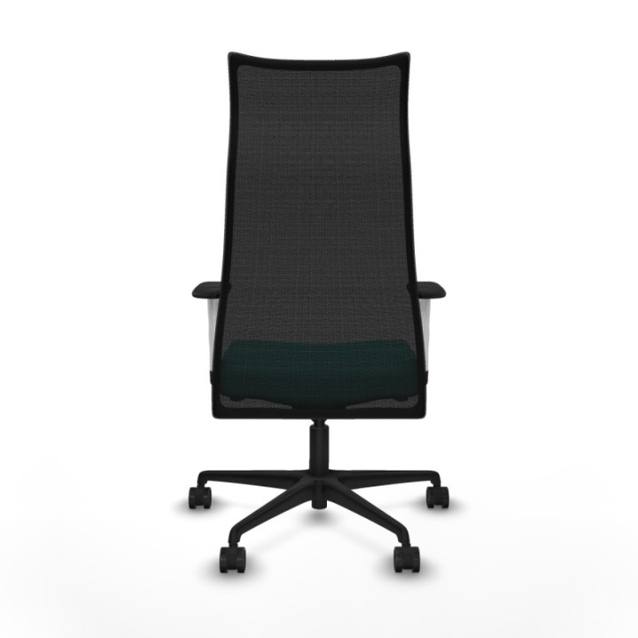 Albacete malla sincro malla negra similpiel turquesa brazos blancos base nailon ruedas 65 mm nailon