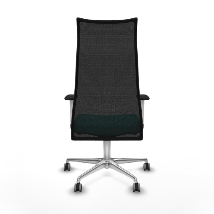 Albacete malla sincro malla negra similpiel turquesa brazos blancos base aluminio ruedas 65mm engomadas