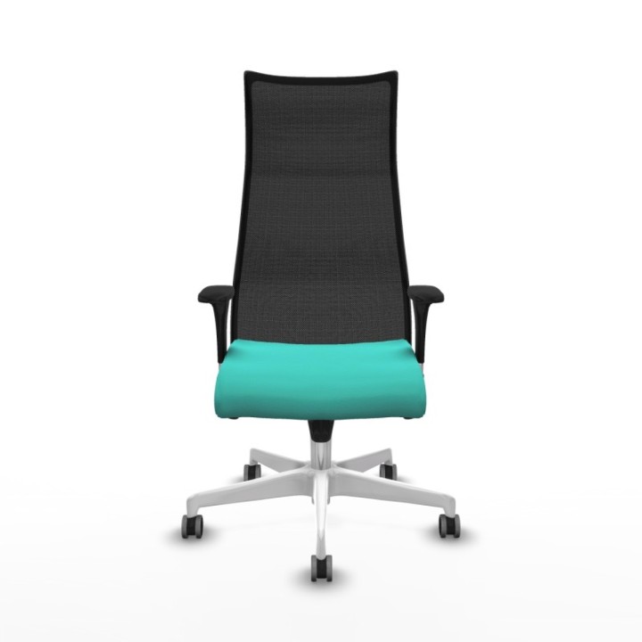 Albacete malla sincro malla negra similpiel turquesa brazos 1D base blanca ruedas 65mm engomadas