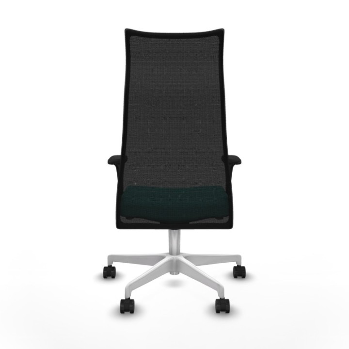 Albacete malla sincro malla negra similpiel turquesa brazos 1D base blanca ruedas 65 mm nailon