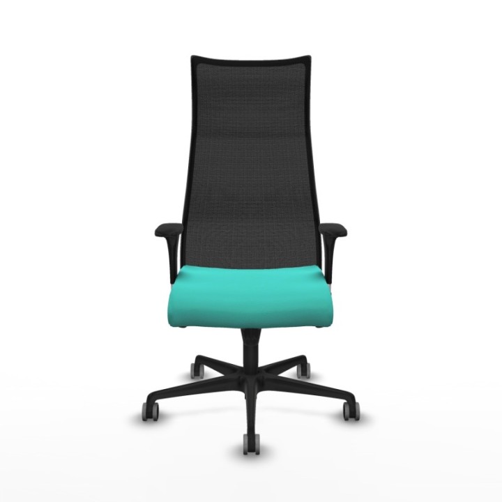 Albacete malla sincro malla negra similpiel turquesa brazos 1D base nailon ruedas 65mm engomadas