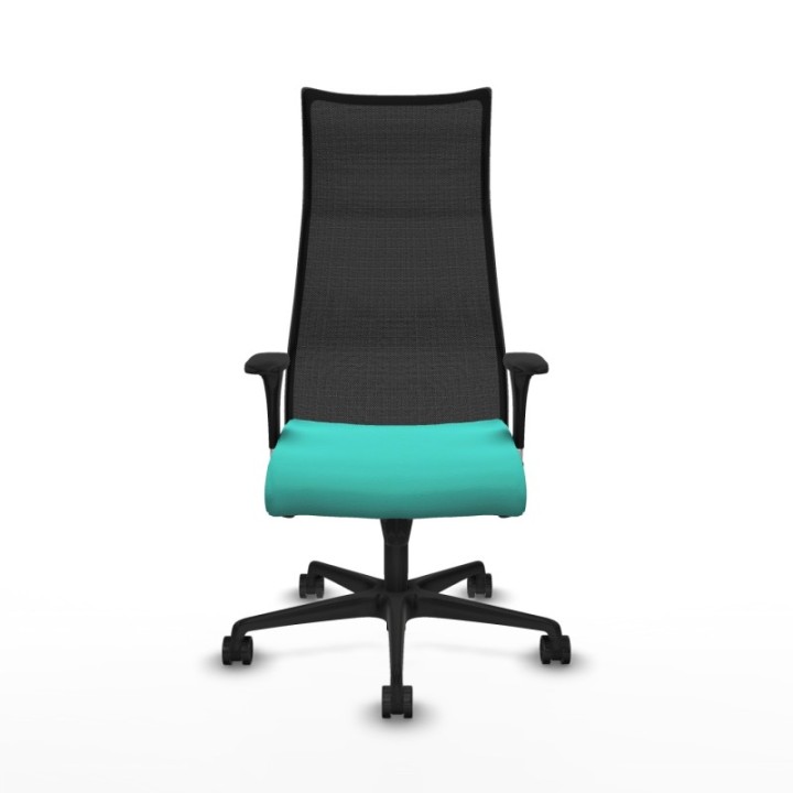 Albacete malla sincro malla negra similpiel turquesa brazos 1D base nailon ruedas 65 mm nailon