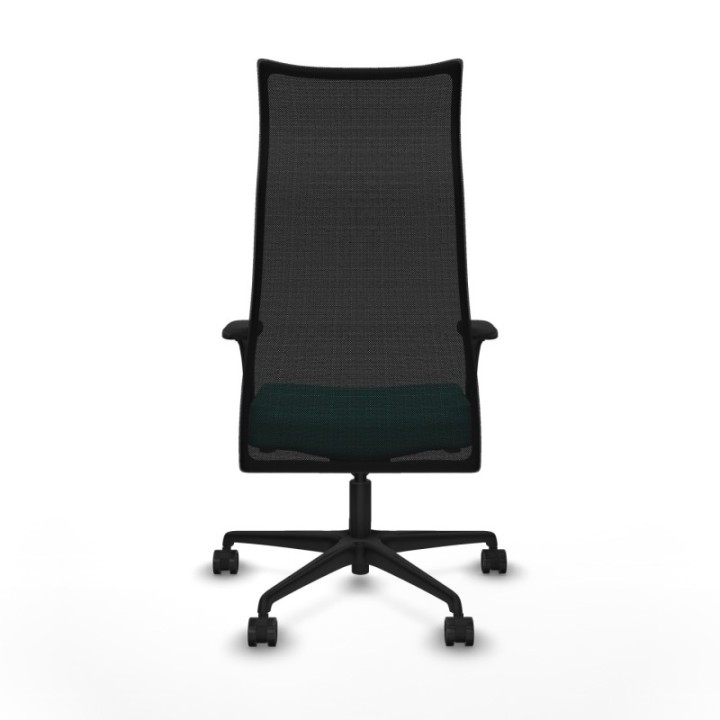 Albacete malla sincro malla negra similpiel turquesa brazos 1D base nailon ruedas 65 mm nailon