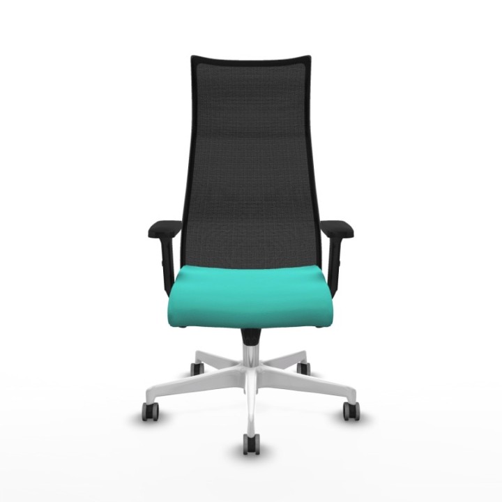 Albacete malla sincro malla negra similpiel turquesa brazos 2D base blanca ruedas 65mm engomadas