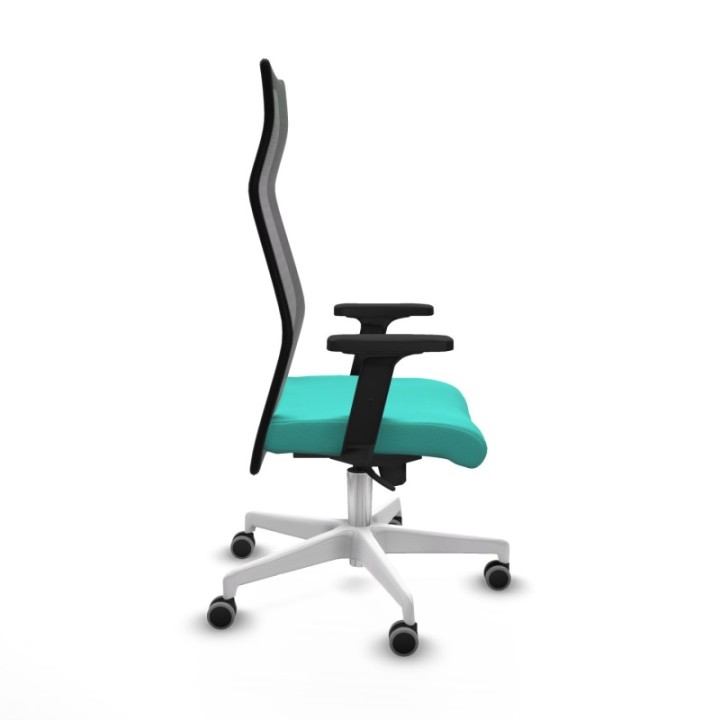 Albacete malla sincro malla negra similpiel turquesa brazos 2D base blanca ruedas 65mm engomadas