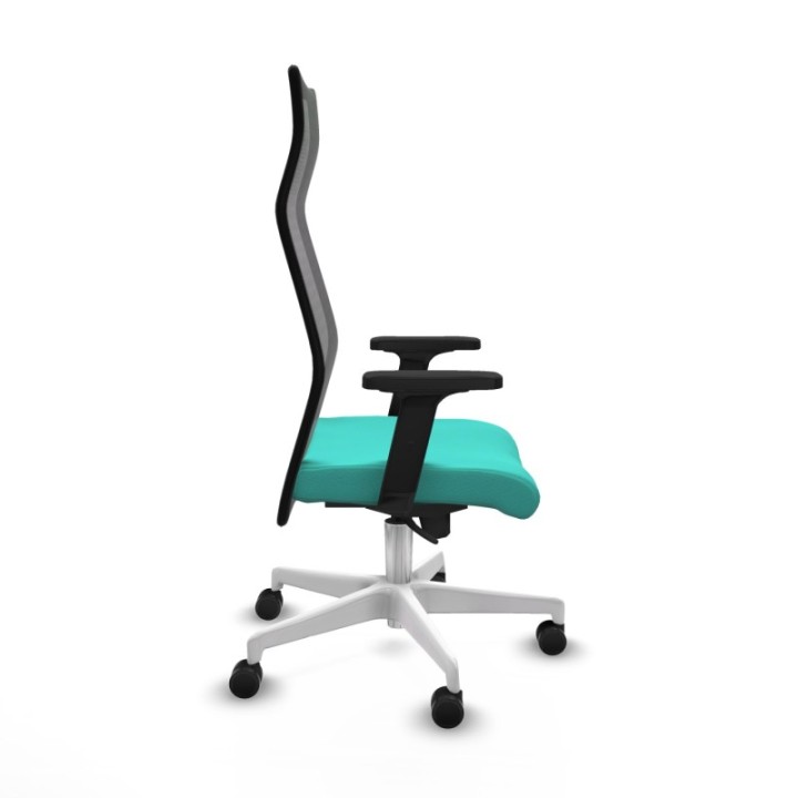 Albacete malla sincro malla negra similpiel turquesa brazos 2D base blanca ruedas 65 mm nailon