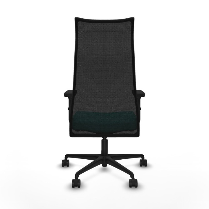 Albacete malla sincro malla negra similpiel turquesa brazos 2D base nailon ruedas 65 mm nailon