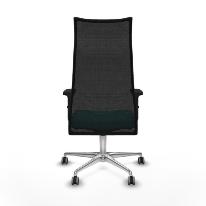 Albacete malla sincro malla negra similpiel turquesa brazos 2D base aluminio ruedas 65mm engomadas