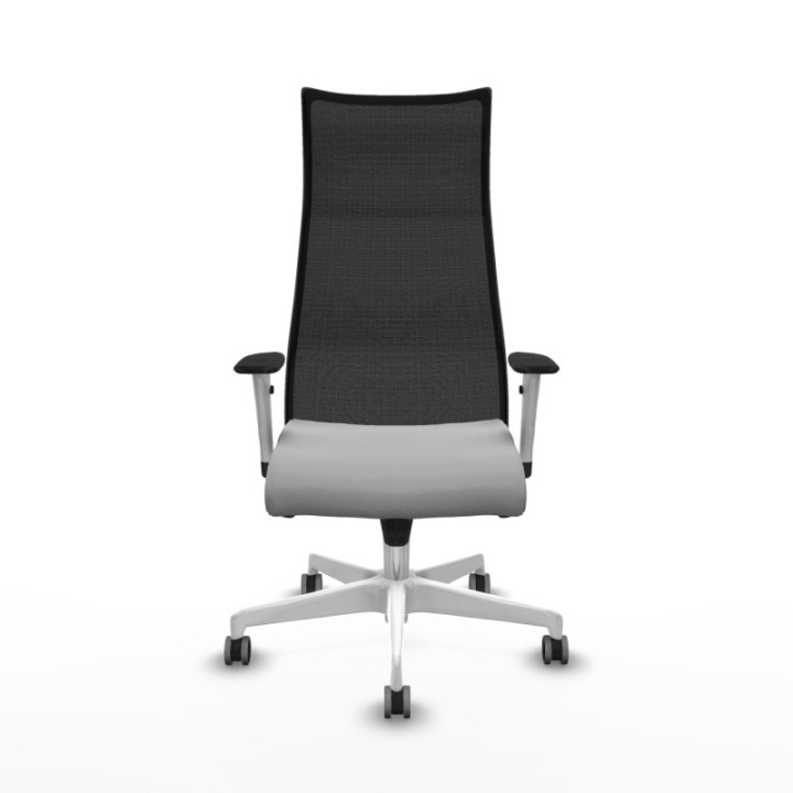 Albacete malla sincro malla negra similpiel gris claro brazos blancos base blanca ruedas 65mm engomadas