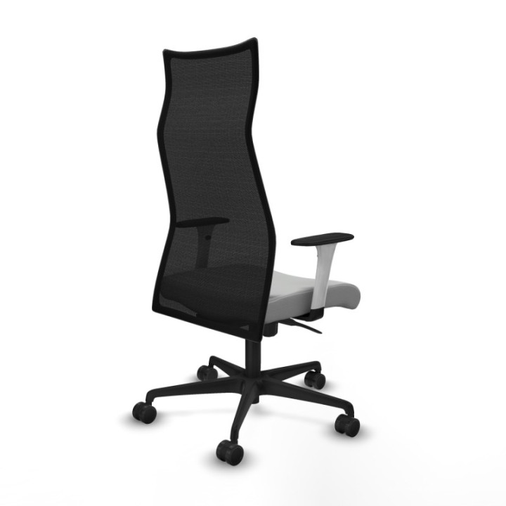 Albacete malla sincro malla negra similpiel gris claro brazos blancos base nailon ruedas 65 mm nailon