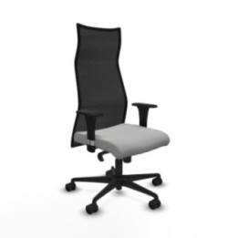 Albacete malla sincro malla negra similpiel gris claro brazos 1D base nailon ruedas 65 mm nailon