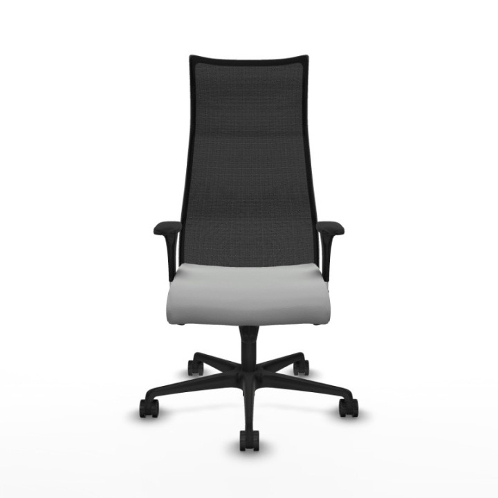 Albacete malla sincro malla negra similpiel gris claro brazos 1D base nailon ruedas 65 mm nailon