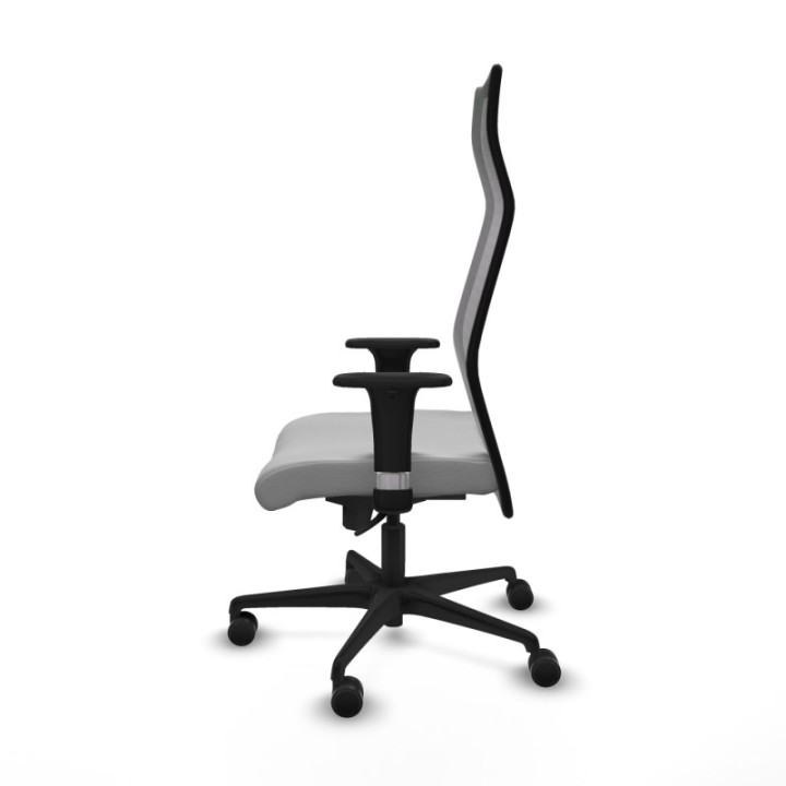 Albacete malla sincro malla negra similpiel gris claro brazos 1D base nailon ruedas 65 mm nailon