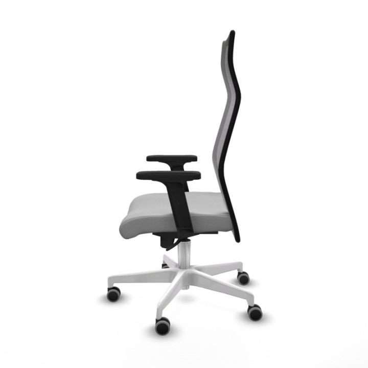 Albacete malla sincro malla negra similpiel gris claro brazos 2D base blanca ruedas 65mm engomadas