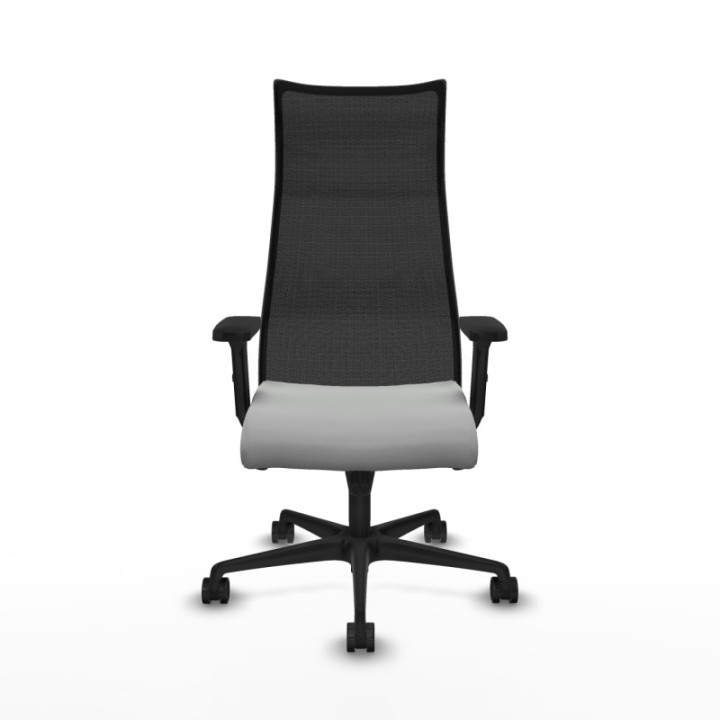 Albacete malla sincro malla negra similpiel gris claro brazos 2D base nailon ruedas 65 mm nailon