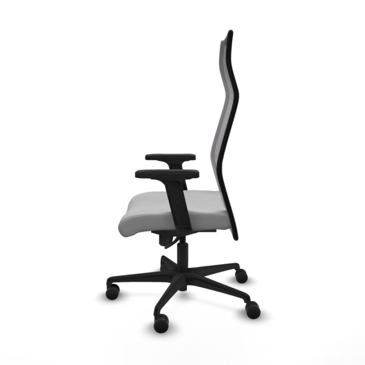 Albacete malla sincro malla negra similpiel gris claro brazos 2D base nailon ruedas 65 mm nailon