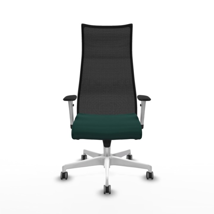 Albacete malla sincro malla negra similpiel verde botella brazos blancos base blanca ruedas 65mm engomadas