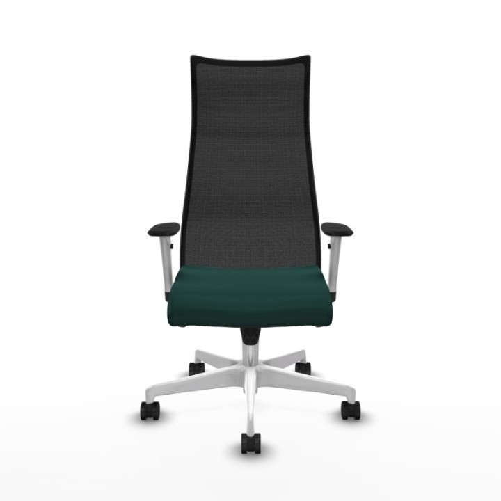 Albacete malla sincro malla negra similpiel verde botella brazos blancos base blanca ruedas 65 mm nailon