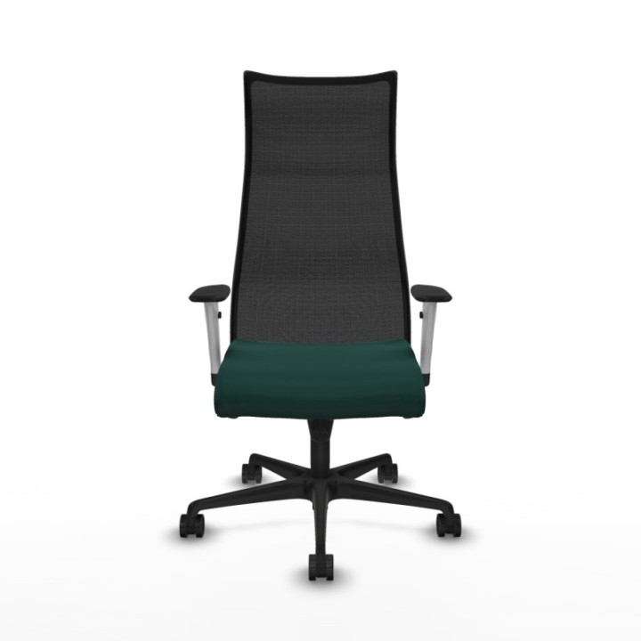 Albacete malla sincro malla negra similpiel verde botella brazos blancos base nailon ruedas 65 mm nailon