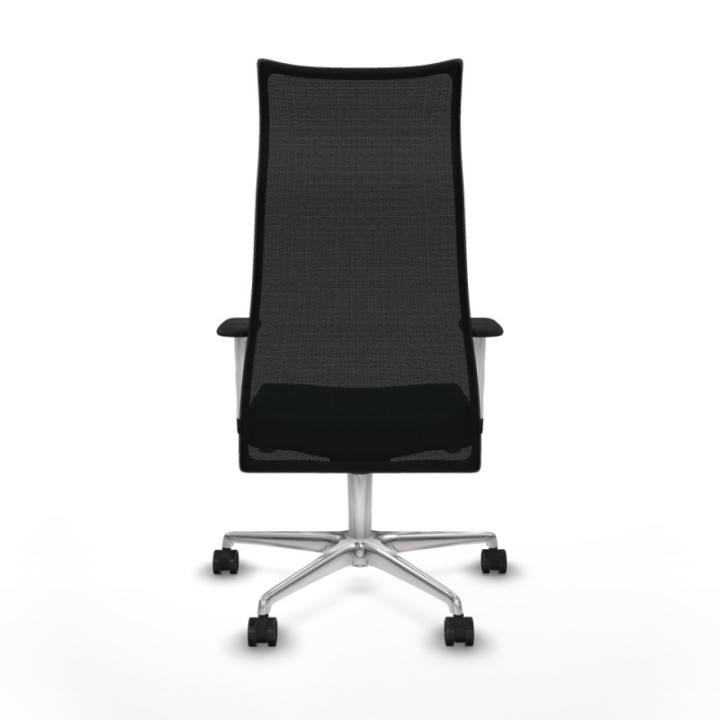 Albacete malla sincro malla negra similpiel verde botella brazos blancos base aluminio ruedas 65 mm nailon