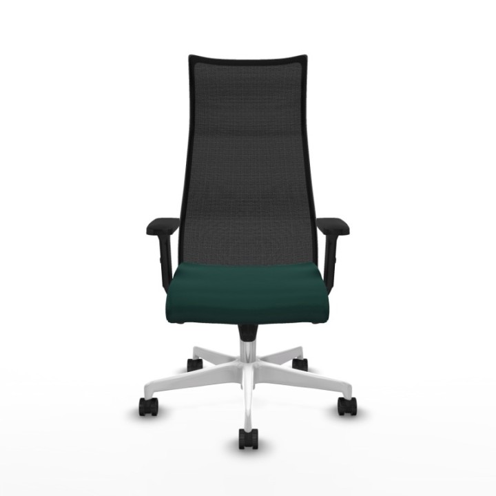 Albacete malla sincro malla negra similpiel verde botella brazos 2D base blanca ruedas 65 mm nailon