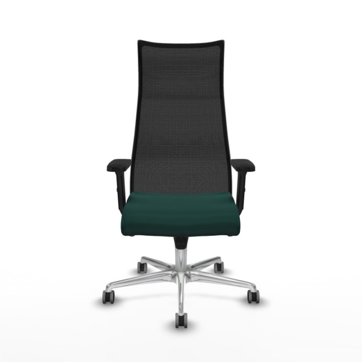 Albacete malla sincro malla negra similpiel verde botella brazos 2D base aluminio ruedas 65mm engomadas