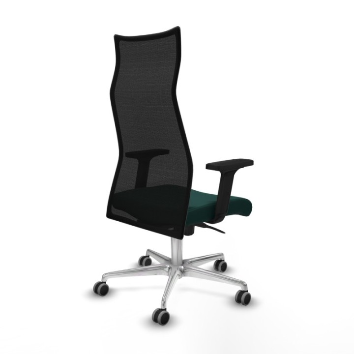 Albacete malla sincro malla negra similpiel verde botella brazos 2D base aluminio ruedas 65mm engomadas