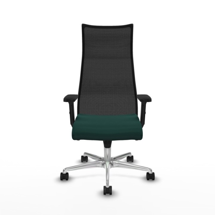 Albacete malla sincro malla negra similpiel verde botella brazos 2D base aluminio ruedas 65 mm nailon