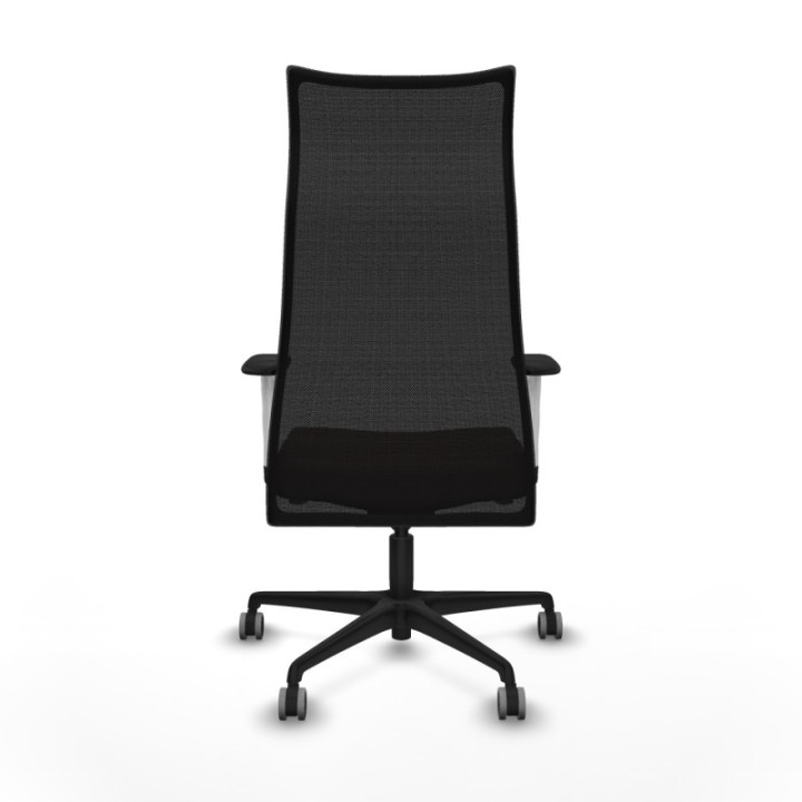 Albacete malla sincro malla negra similpiel marrón oscuro brazos blancos base nailon ruedas 65mm engomadas