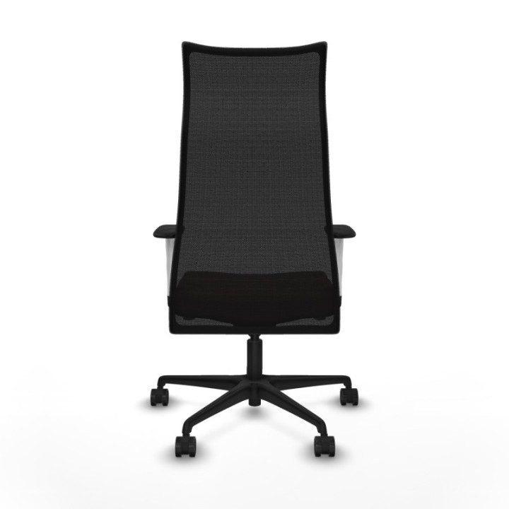 Albacete malla sincro malla negra similpiel marrón oscuro brazos blancos base nailon ruedas 65 mm nailon