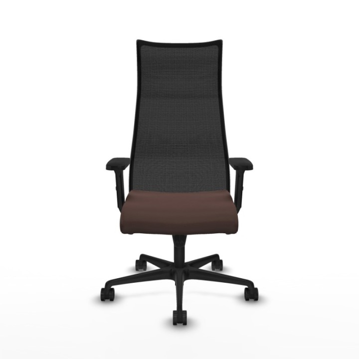 Albacete malla sincro malla negra similpiel marrón oscuro brazos 2D base nailon ruedas 65 mm nailon