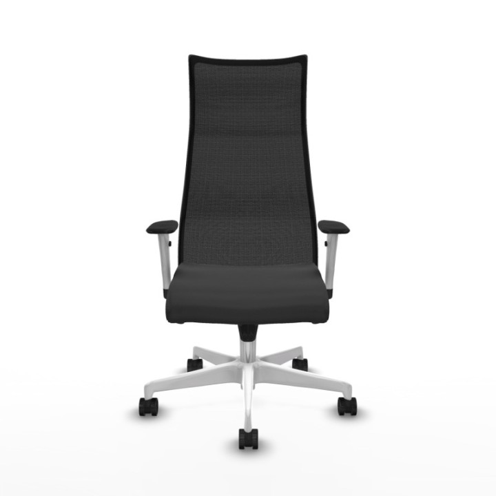 Albacete malla sincro malla negra similpiel gris oscuro brazos blancos base blanca ruedas 65 mm nailon