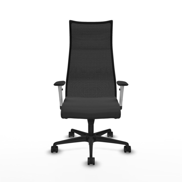 Albacete malla sincro malla negra similpiel gris oscuro brazos blancos base nailon ruedas 65 mm nailon