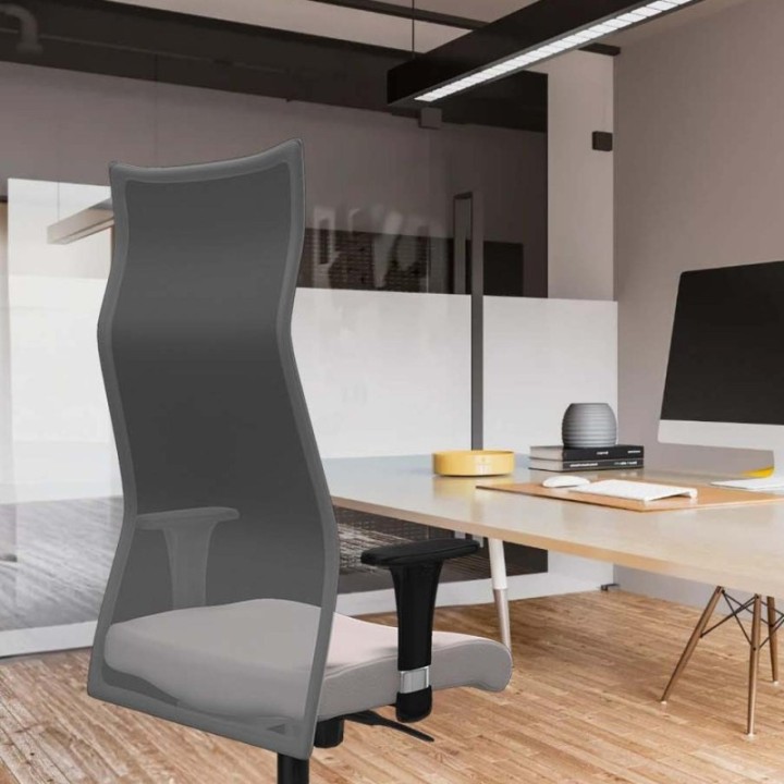 Albacete malla sincro malla negra similpiel gris oscuro brazos 1D base nailon ruedas 65mm engomadas