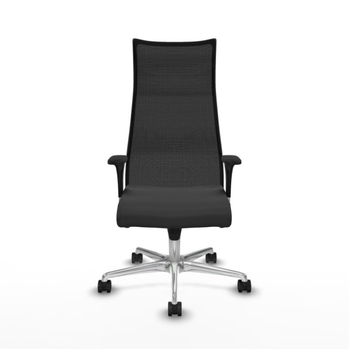 Albacete malla sincro malla negra similpiel gris oscuro brazos 1D base aluminio ruedas 65 mm nailon