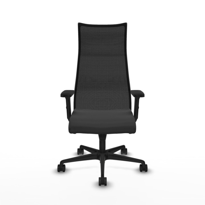 Albacete malla sincro malla negra similpiel gris oscuro brazos 2D base nailon ruedas 65 mm nailon