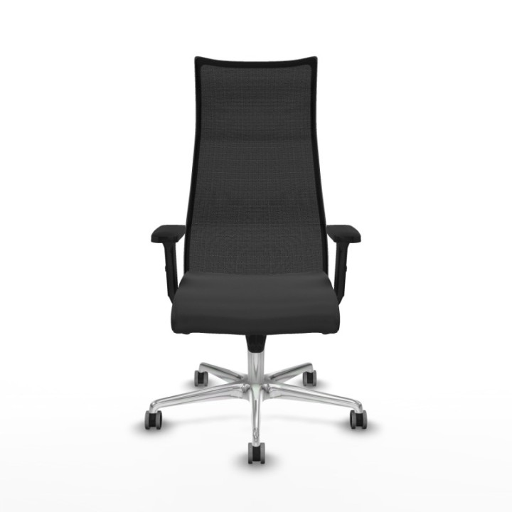 Albacete malla sincro malla negra similpiel gris oscuro brazos 2D base aluminio ruedas 65mm engomadas