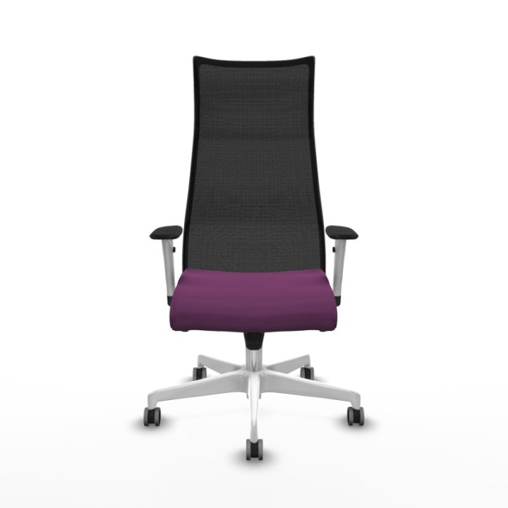 Albacete malla sincro malla negra similpiel morado brazos blancos base blanca ruedas 65mm engomadas