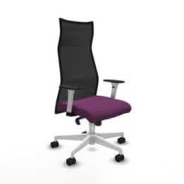 Albacete malla sincro malla negra similpiel morado brazos blancos base blanca ruedas 65 mm nailon