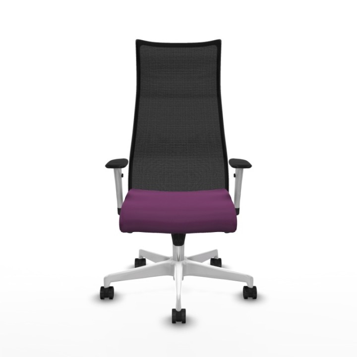 Albacete malla sincro malla negra similpiel morado brazos blancos base blanca ruedas 65 mm nailon