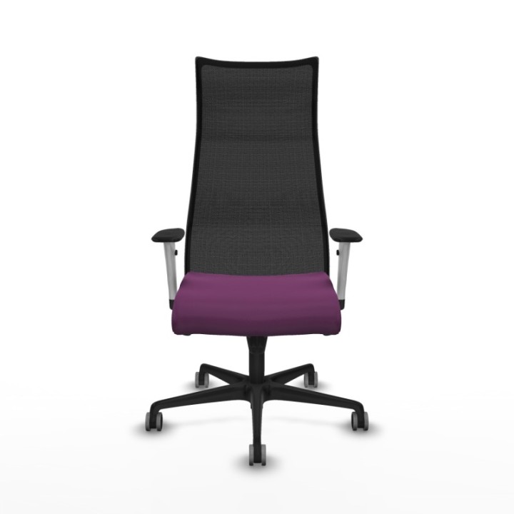 Albacete malla sincro malla negra similpiel morado brazos blancos base nailon ruedas 65mm engomadas