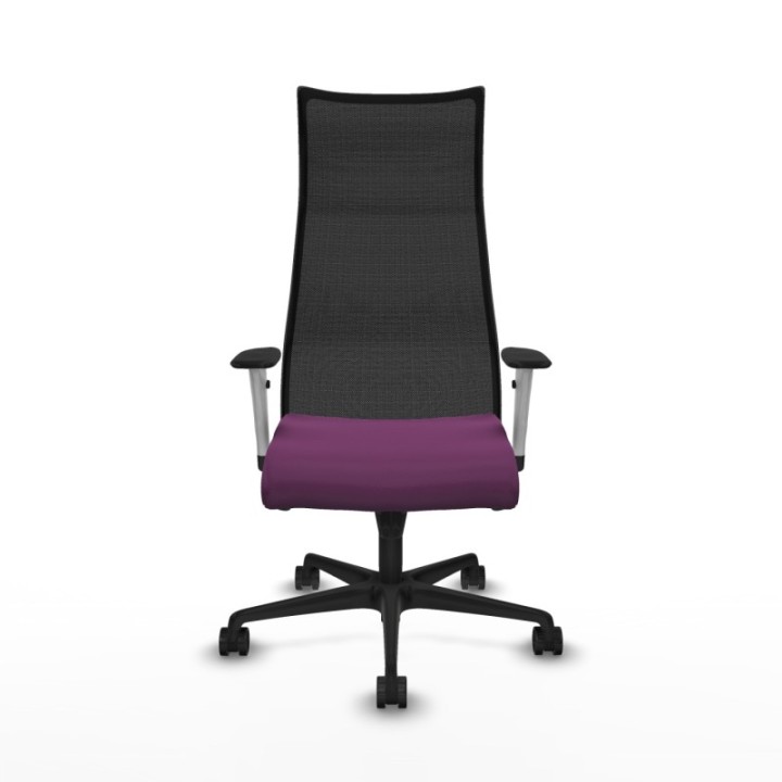 Albacete malla sincro malla negra similpiel morado brazos blancos base nailon ruedas 65 mm nailon