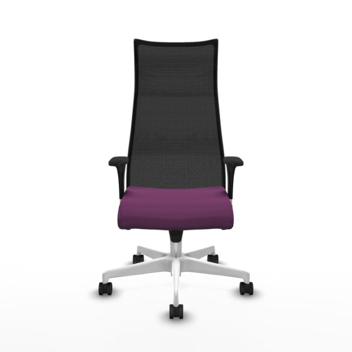 Albacete malla sincro malla negra similpiel morado brazos 1D base blanca ruedas 65 mm nailon