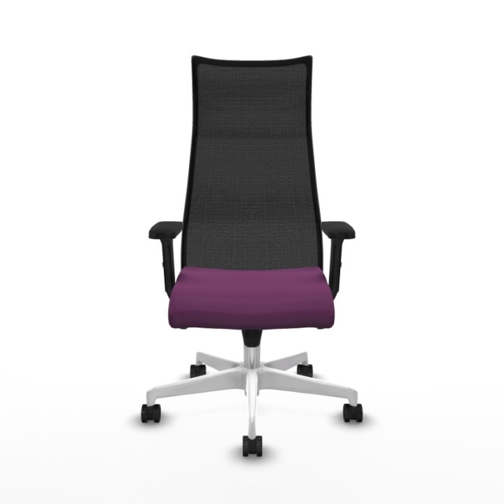 Albacete malla sincro malla negra similpiel morado brazos 2D base blanca ruedas 65 mm nailon