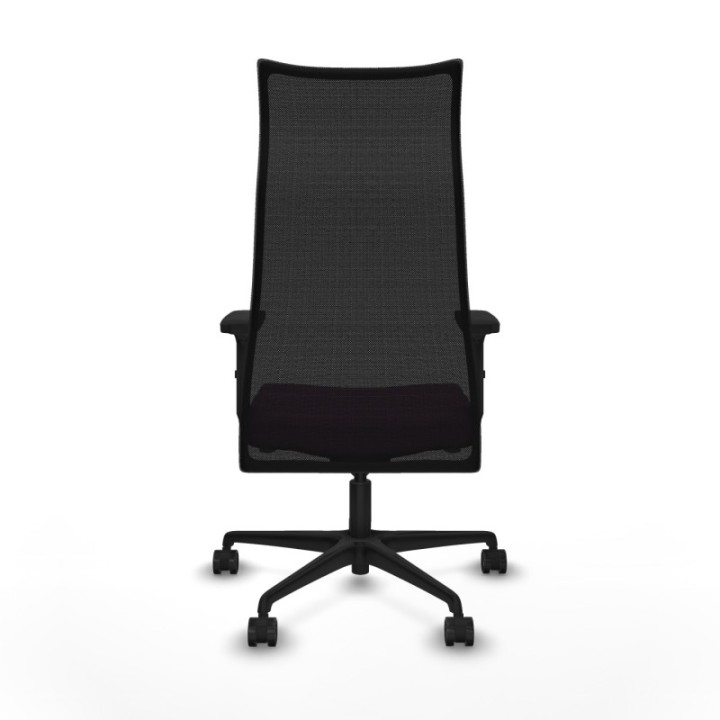 Albacete malla sincro malla negra similpiel morado brazos 2D base nailon ruedas 65 mm nailon